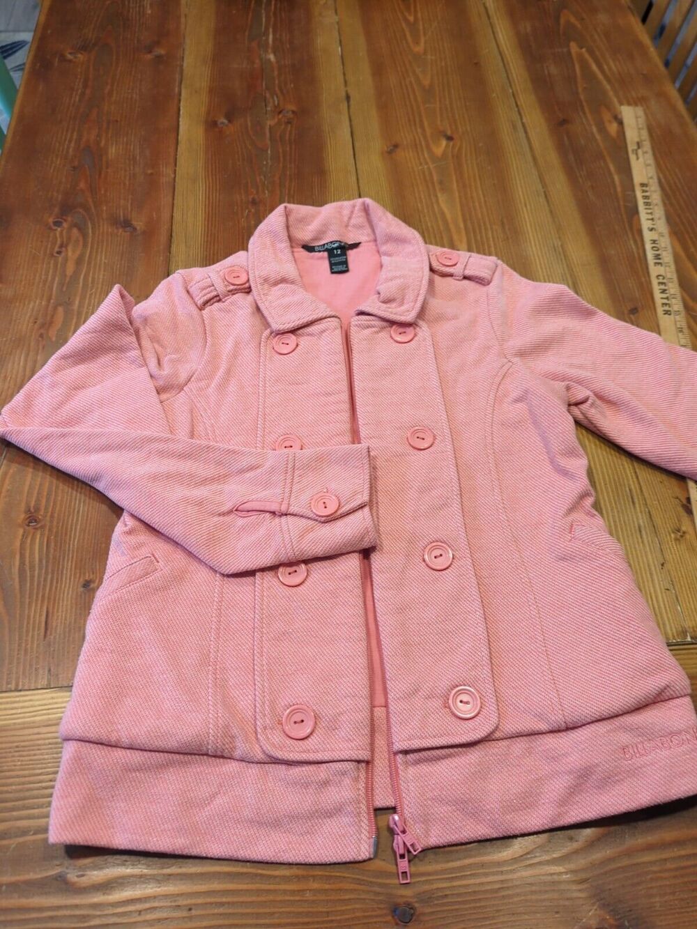 Vintage Billabong Jacket Size 12 Women's Salmon/Pink Double‎ Zipper